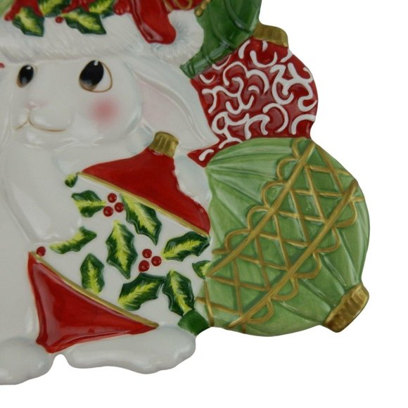 Fitz and Floyd Essentials Canape Plate Christmas Bunny Blooms 2004 - Picture 8 of 12
